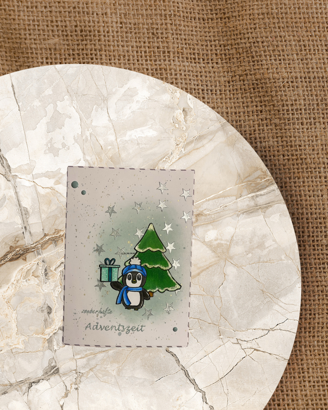 Stempel "Pinguin mit Geschenk"