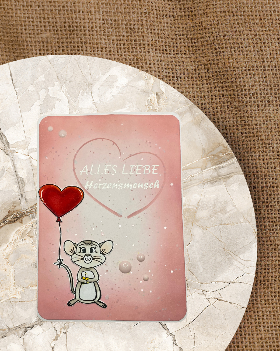 Karte mit Maus und Text Alles Liebe Herzensmensch