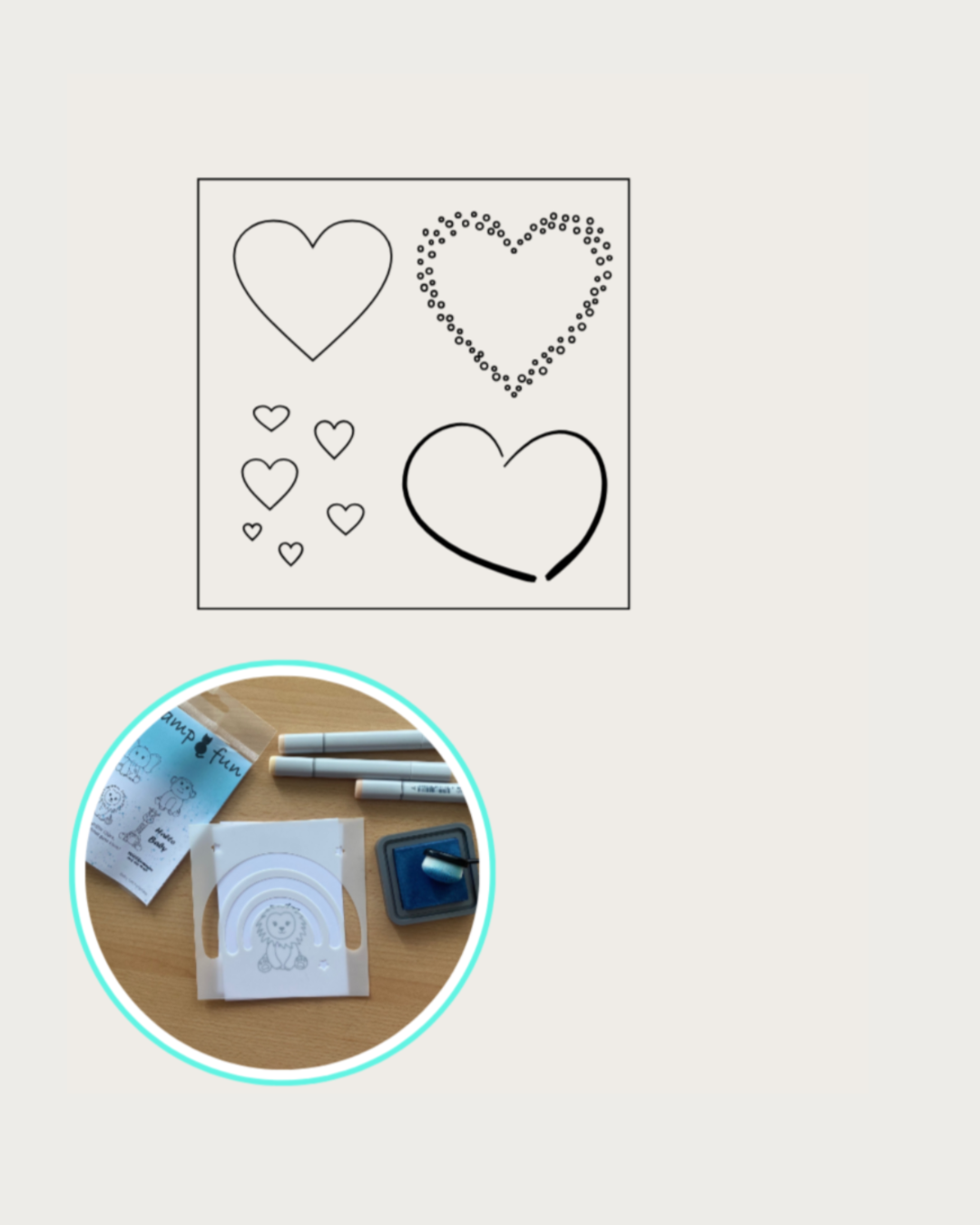 Schablone mit verschiedenen Herzen