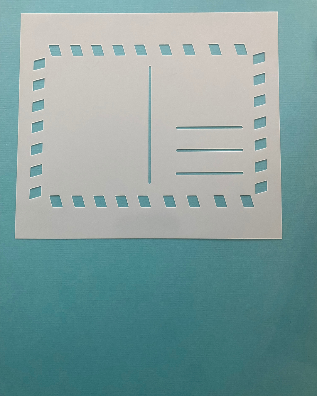 Schablone mit einer typischen amerikanischen Postkartenumrandung , dazu kann noch eine Trennlinie und Adresslinien gewischt werden