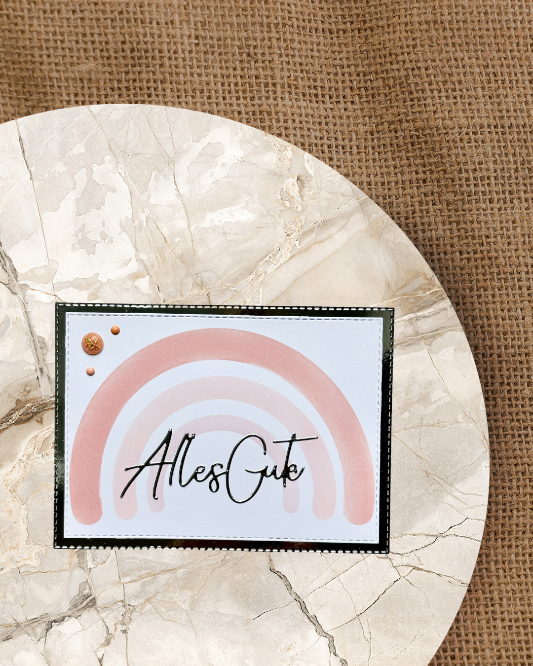 Alles Gute Karte mit Regenbogen in pink