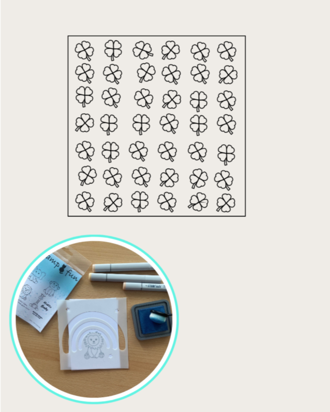 Schablone mit vielen kleinen Kleeblättern