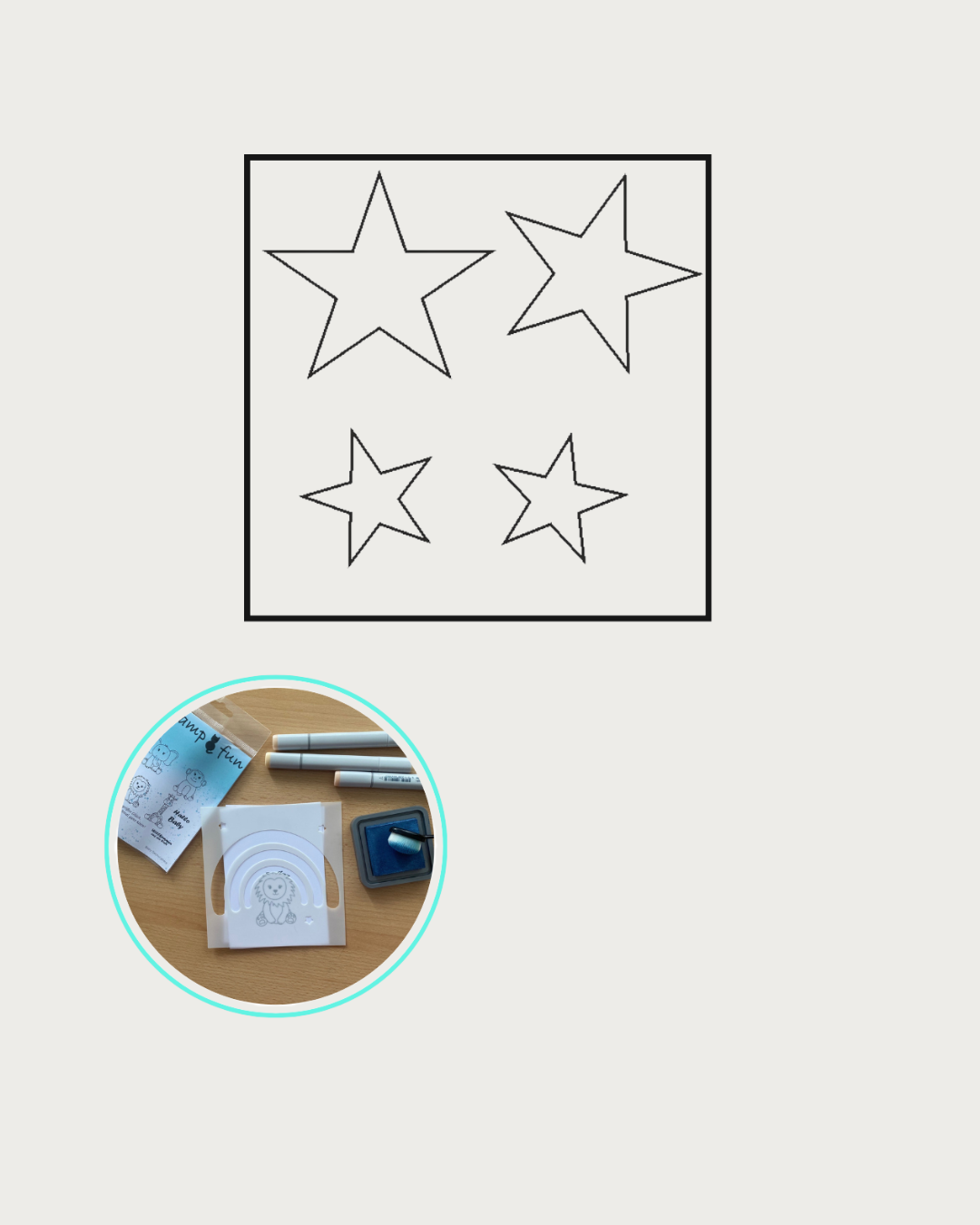 Schablone mit 4 unterschiedlich großen Sternen