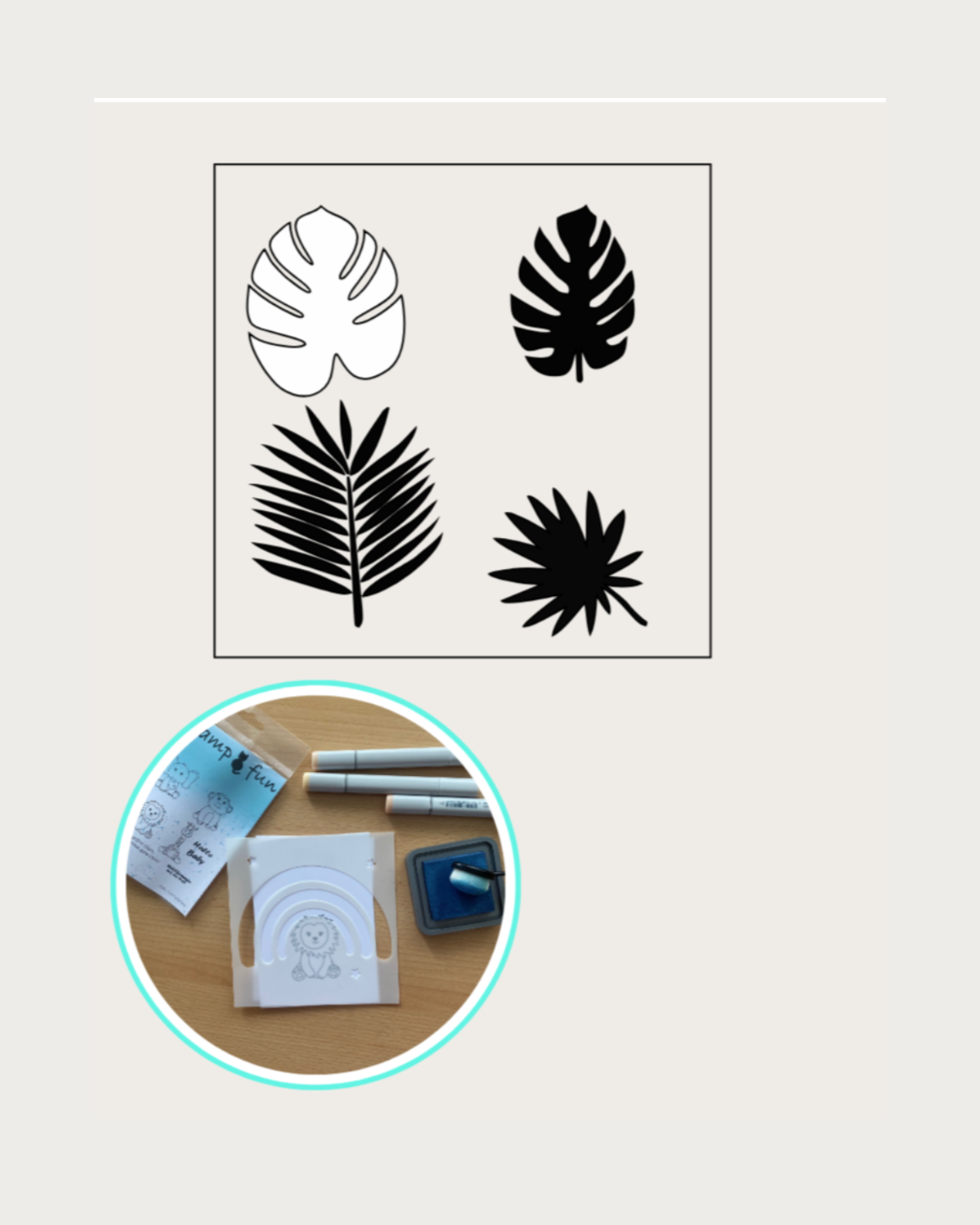 Schablone mit verschiedenen tropischen Blätter