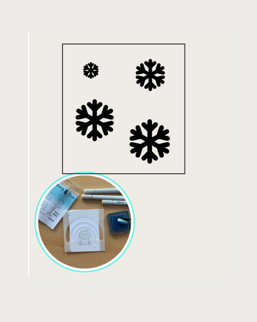 Schablone mit Eiskristalle in verschiedenen Größen