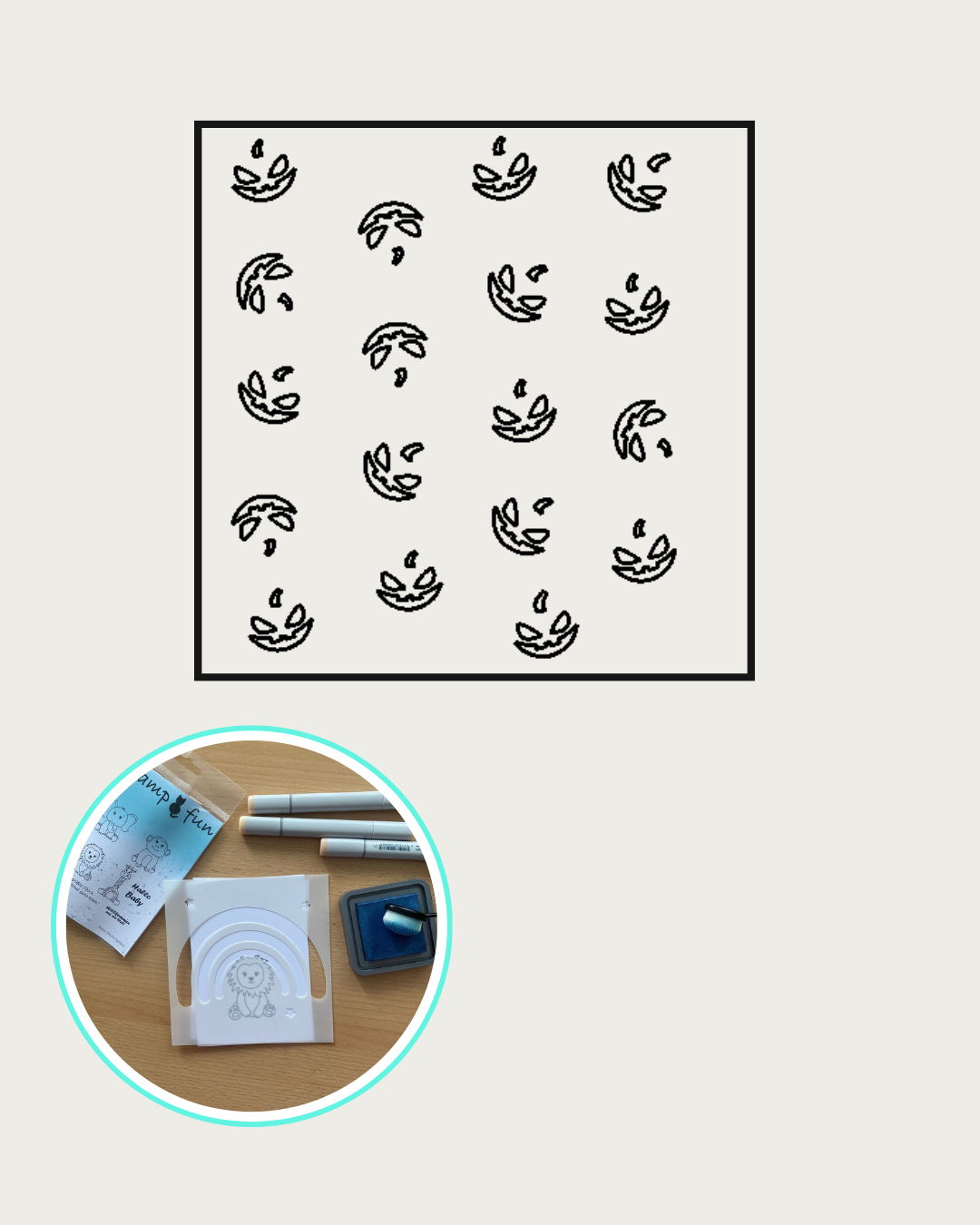 Schablone mit Halloween Gesichtern