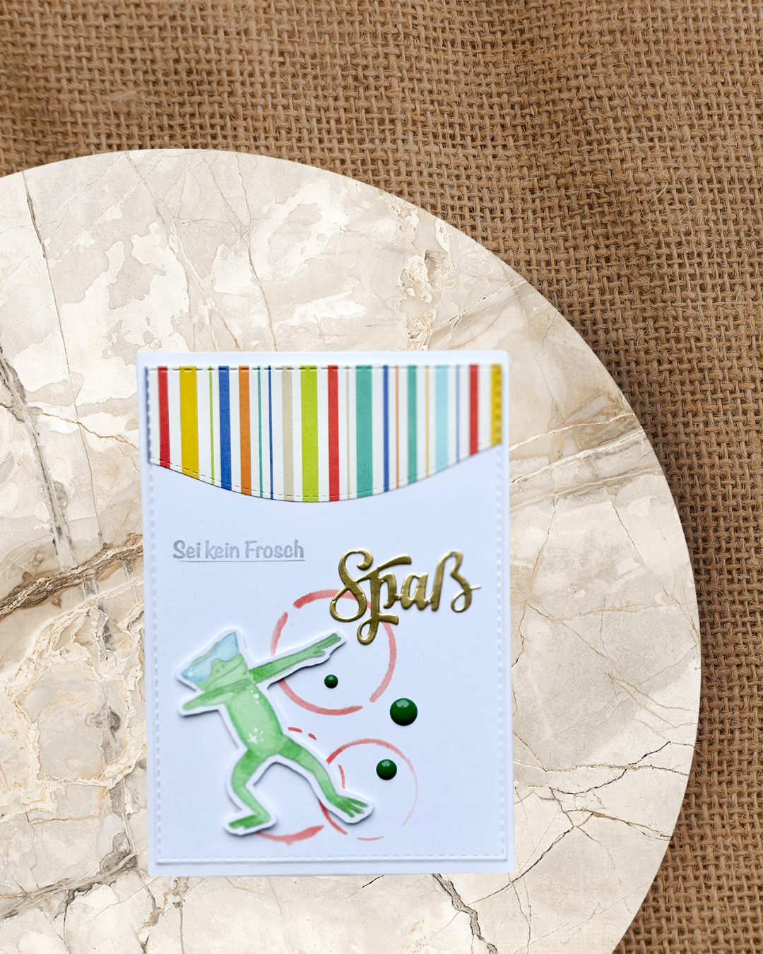 Karte mit Frosch und Schriftzug "Sei kein Frosch"