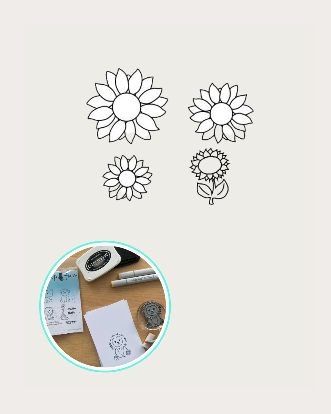 Stempel Sonnenblumen in verschiedenen Größen