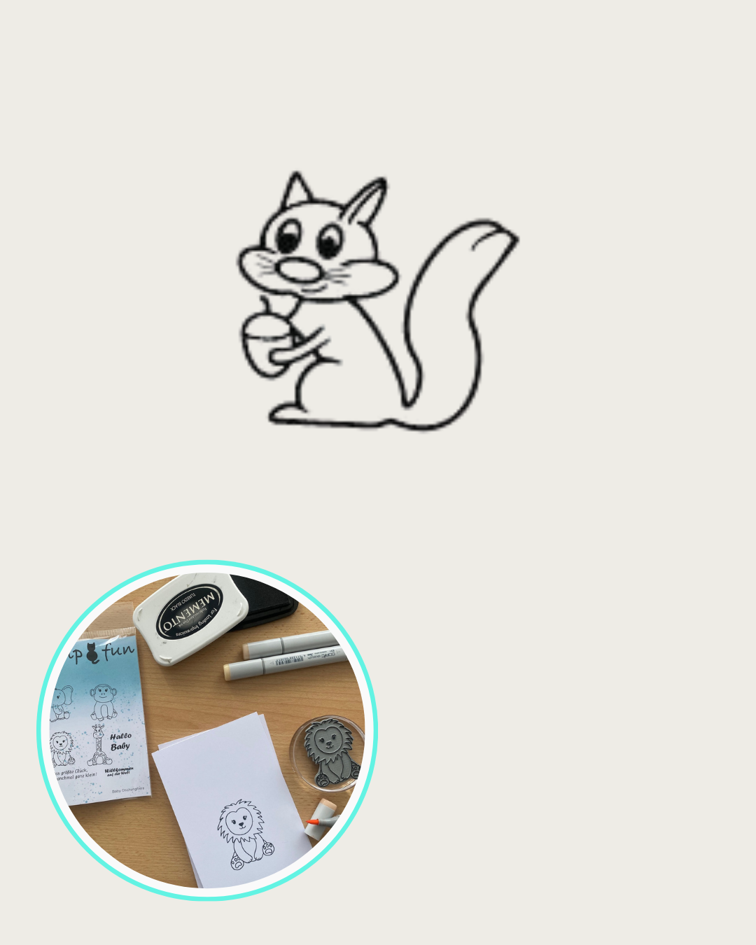 Stempel Eichhörnchen mit Eichel in der Hand