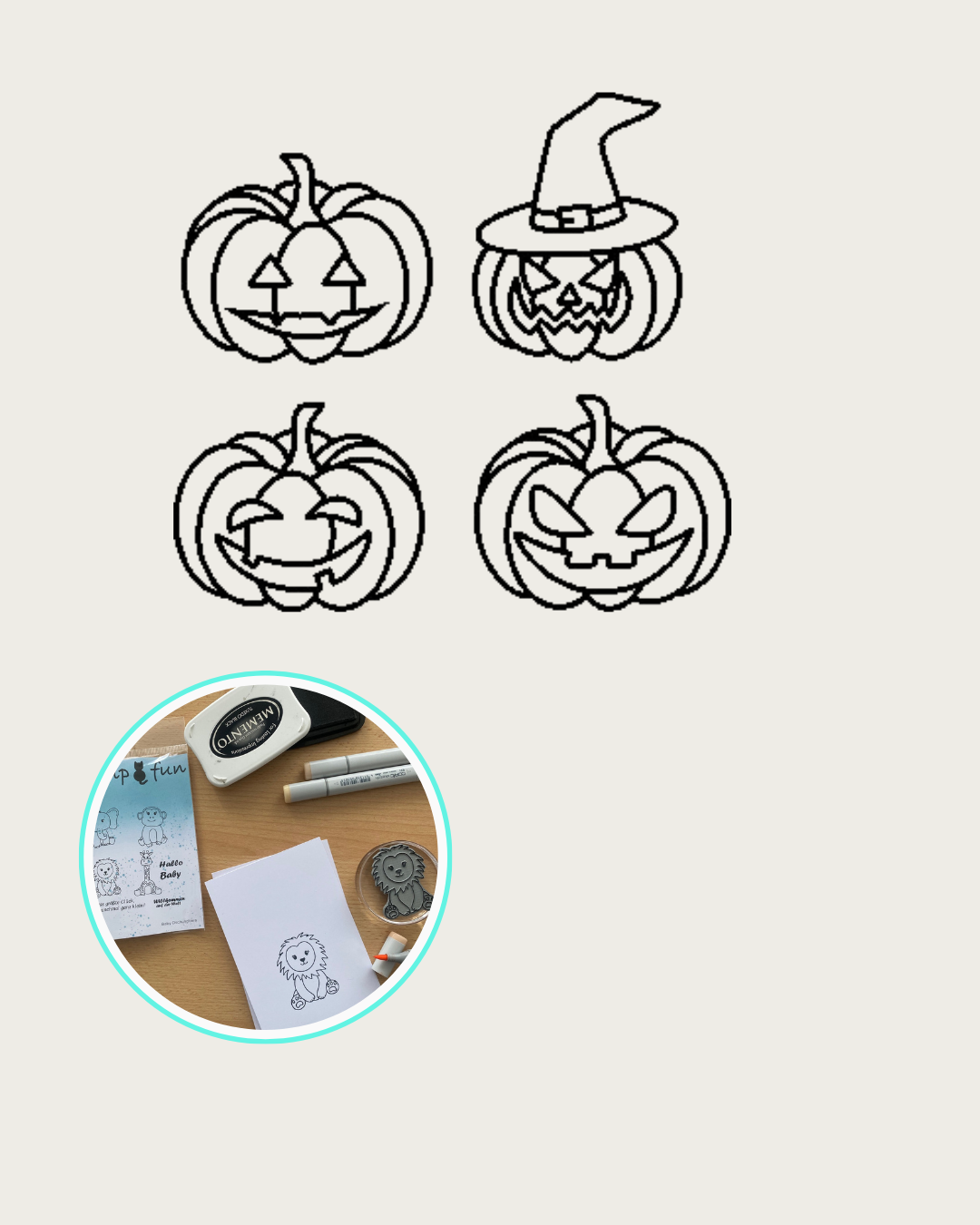 Halloween Stempel mit Gesichtern