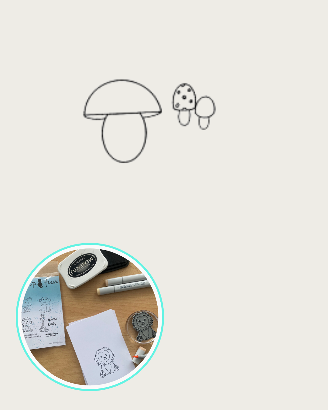 Stempel großer Pilz und kleiner Pilz