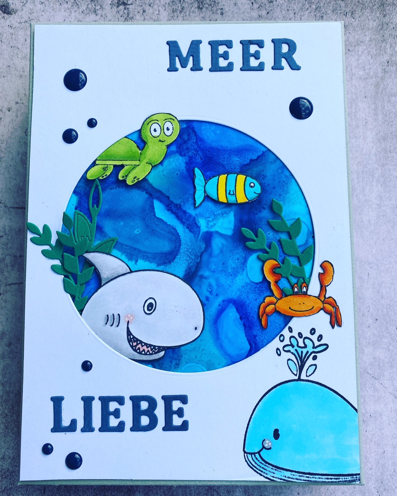 Karte mit Stempelabdrücken