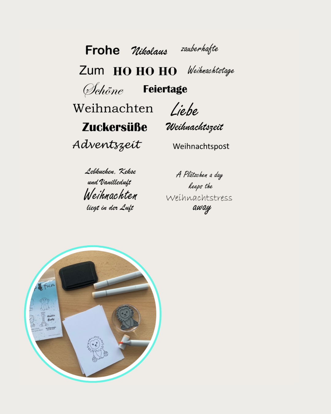 Text Stempel Frohe, Nikolaus, zauberhafte, zum, HOHOHO, Weihnachtstage, Schöne, Feiertage, Weihnachten, Zuckersüße, Weihnachtszeit, Adventszeit, Weihnachtspost, A Plätzchen a day, keeps the Weihnachtsstess away, Lebkuchen, Kekse und Vanillenduft Weihnachten liegt in der Luft
