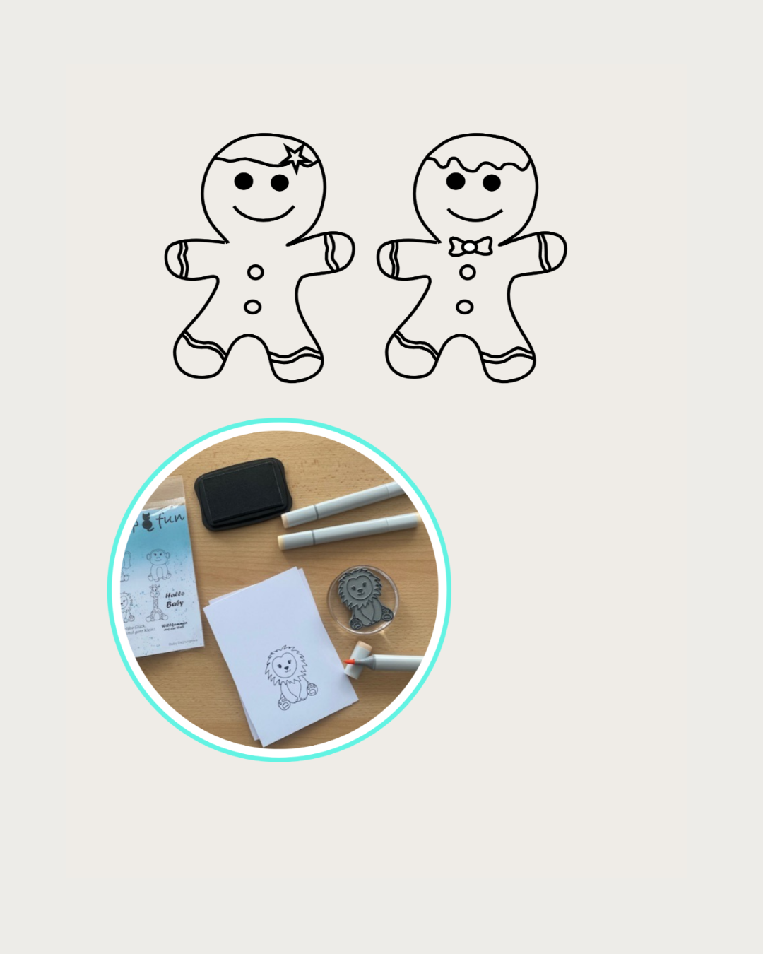 Stempel Lebkuchenmännchen und Lebkuchenmädchen