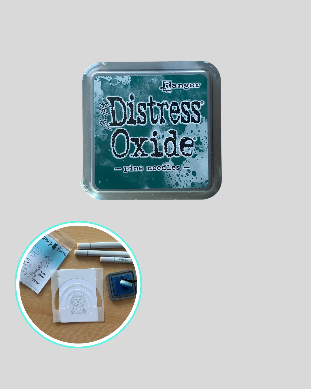 Dunkelgrünes Farbkissen um Hintergründe auch Karten zu wischen in Kombination mit Stencils