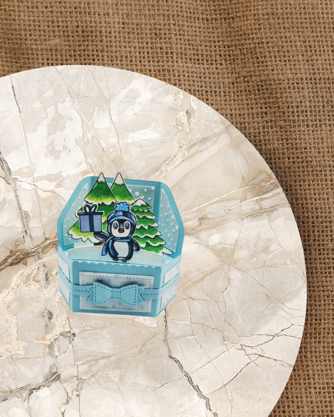 Stempel "Pinguin mit Geschenk"